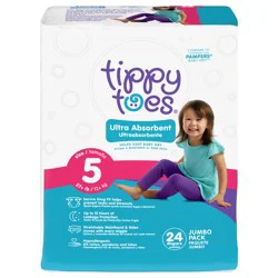 Tippy Toes Diapers, Stage 5 - 27+LB (12+ KG), Jumbo Pack