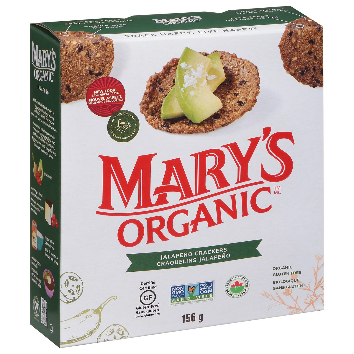 slide 2 of 9, Mary's Organic Jalapeno Crackers 156 g, 156 g