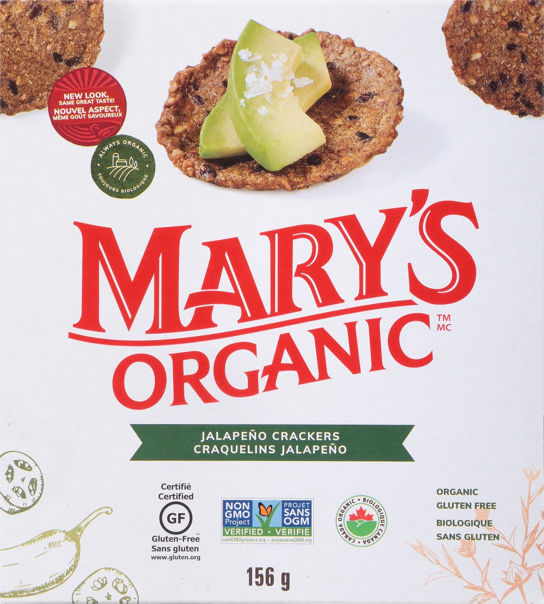 slide 7 of 9, Mary's Organic Jalapeno Crackers 156 g, 156 g