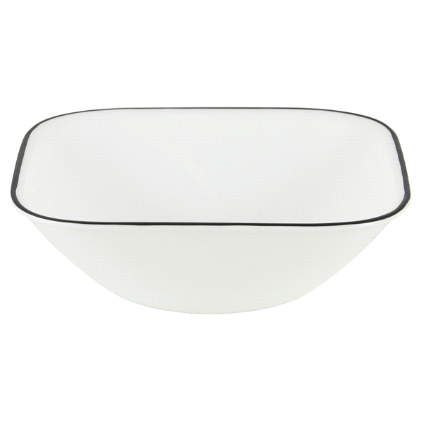 slide 1 of 1, Corelle Square Simple Lines 22-Ounce Bowl - White/Black, 22 oz