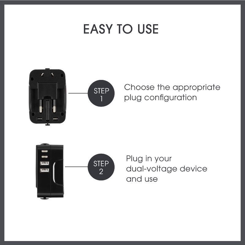 slide 2 of 11, Travel Smart All-in-One Adapter with USB A & C Ports, 1 ct
