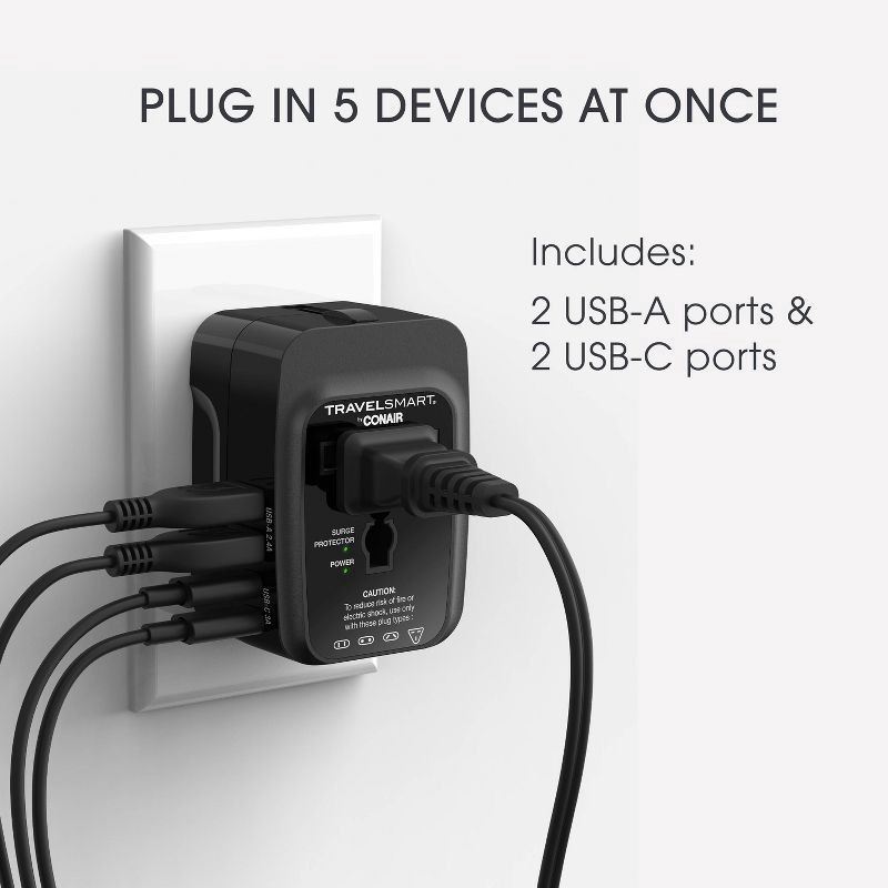 slide 10 of 11, Travel Smart All-in-One Adapter with USB A & C Ports, 1 ct