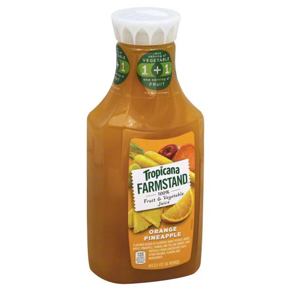 slide 1 of 4, Tropicana Farmstand Orange Pineapple 100% Fruit & Vegetable Juice, 1 ct