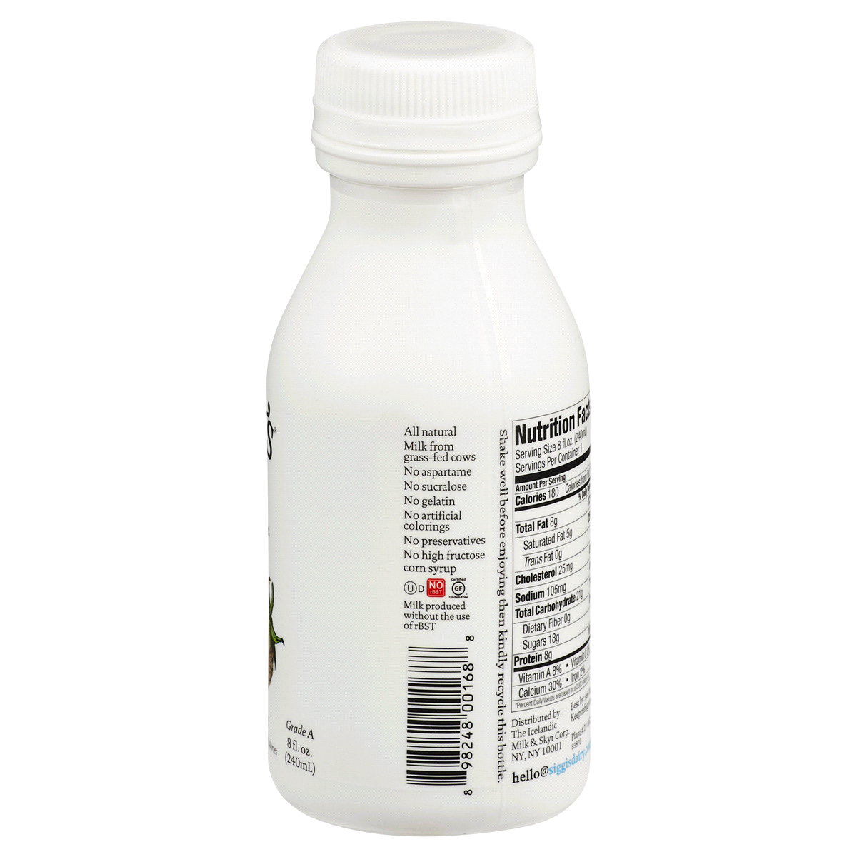 Siggi's Strawberry Whole Milk Drinkable Swedish Style Yogurt 8 fl oz