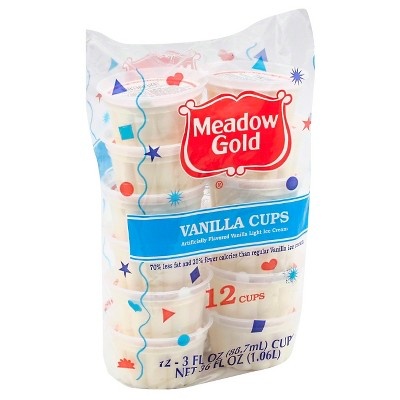 slide 1 of 1, Meadow Gold Vanilla Ice Cream Cups, 12 ct