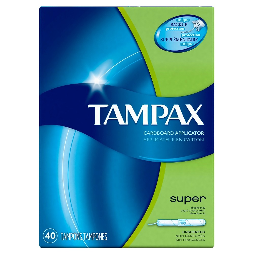 slide 5 of 5, Tampax Anti-Slip Grip Cardboard Applicator Super Absorbency Tampons, 40 ct