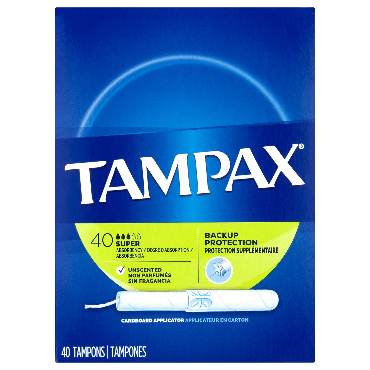 slide 1 of 1, Tampax Super Absorbency Cardboard Applicator Unscented Tampons 40.0 ea, 40 ct