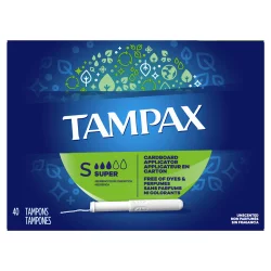 Tampax Anti-Slip Grip Cardboard Applicator Super Absorbency Tampons