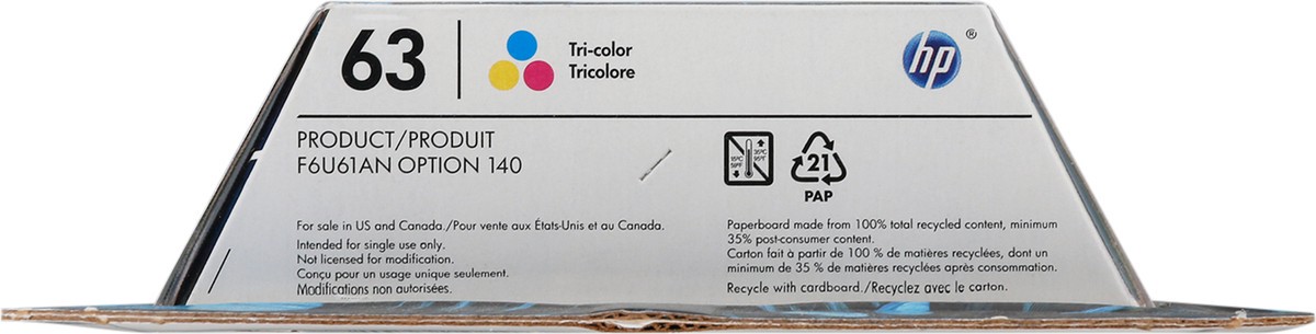 slide 4 of 11, HP Tri-Color 63 Ink Cartridge 1 ea, 1 ct