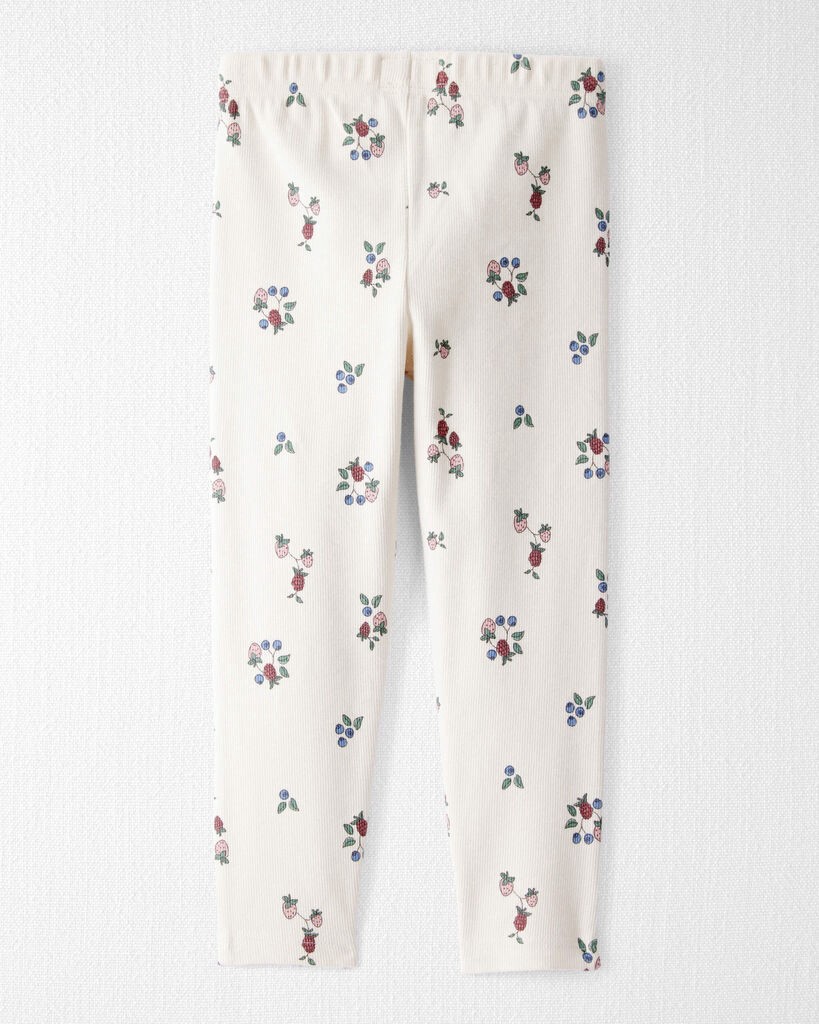 slide 3 of 4, Littleplanet Toddler Organic Cotton Ribbed Knit Pants in Berry Blossom Print Berry Blossom 4T, 1 ct