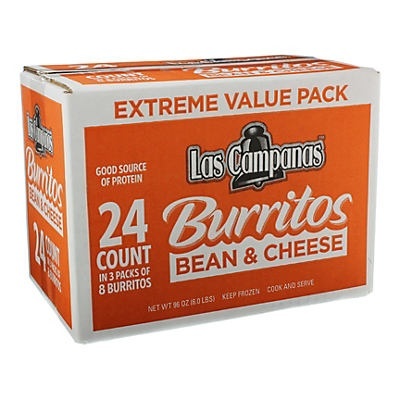 slide 1 of 1, Las Campanas Bean and Cheese Burritos, 24 ct