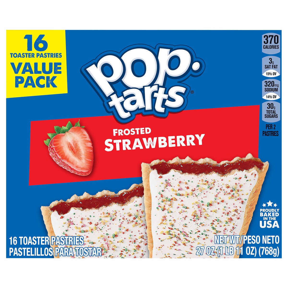 slide 1 of 5, Pop-Tarts Toaster Pastries, Frosted Strawberry, 27 oz, 16 Count, 27 oz