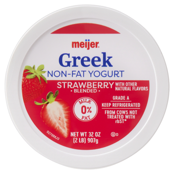 slide 4 of 13, Meijer Strawberry Non Fat Greek Yogurt, 32 oz