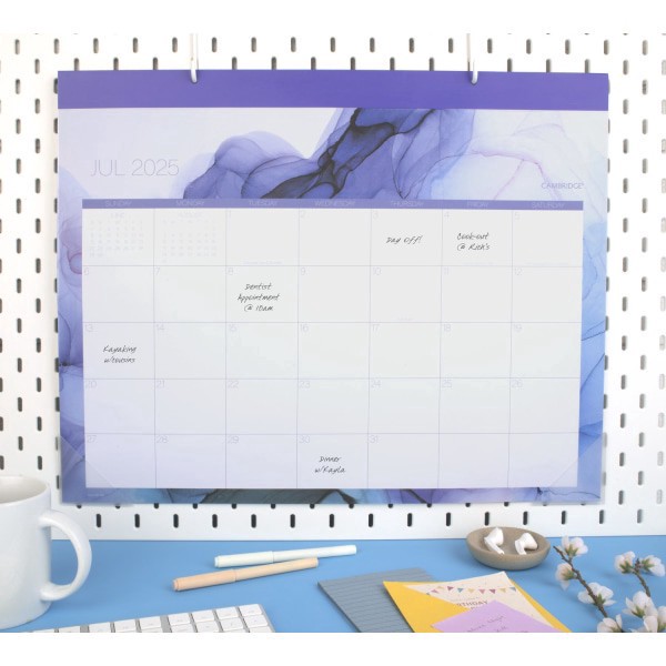 slide 9 of 9, Cambridge® Aqueous Academic 2025-2026 Monthly Desk Pad Calendar, Standard, 21 3/4"" x 17"", 1 ct