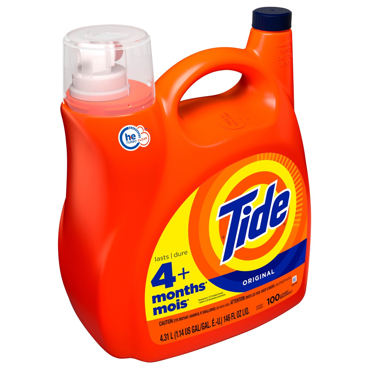 slide 2 of 4, Tide Liquid Laundry Detergent, Original, 100 loads, 146 fl oz, HE Compatible, 1 ct
