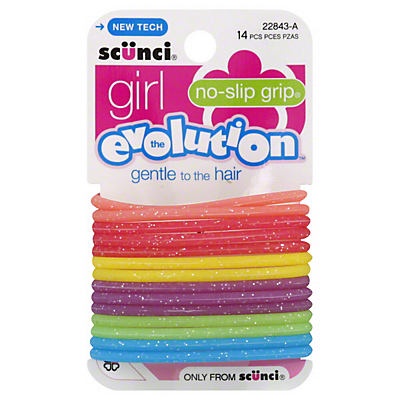 slide 1 of 1, scünci Too Girl No Slip Gel Ponytailers, 14 ct