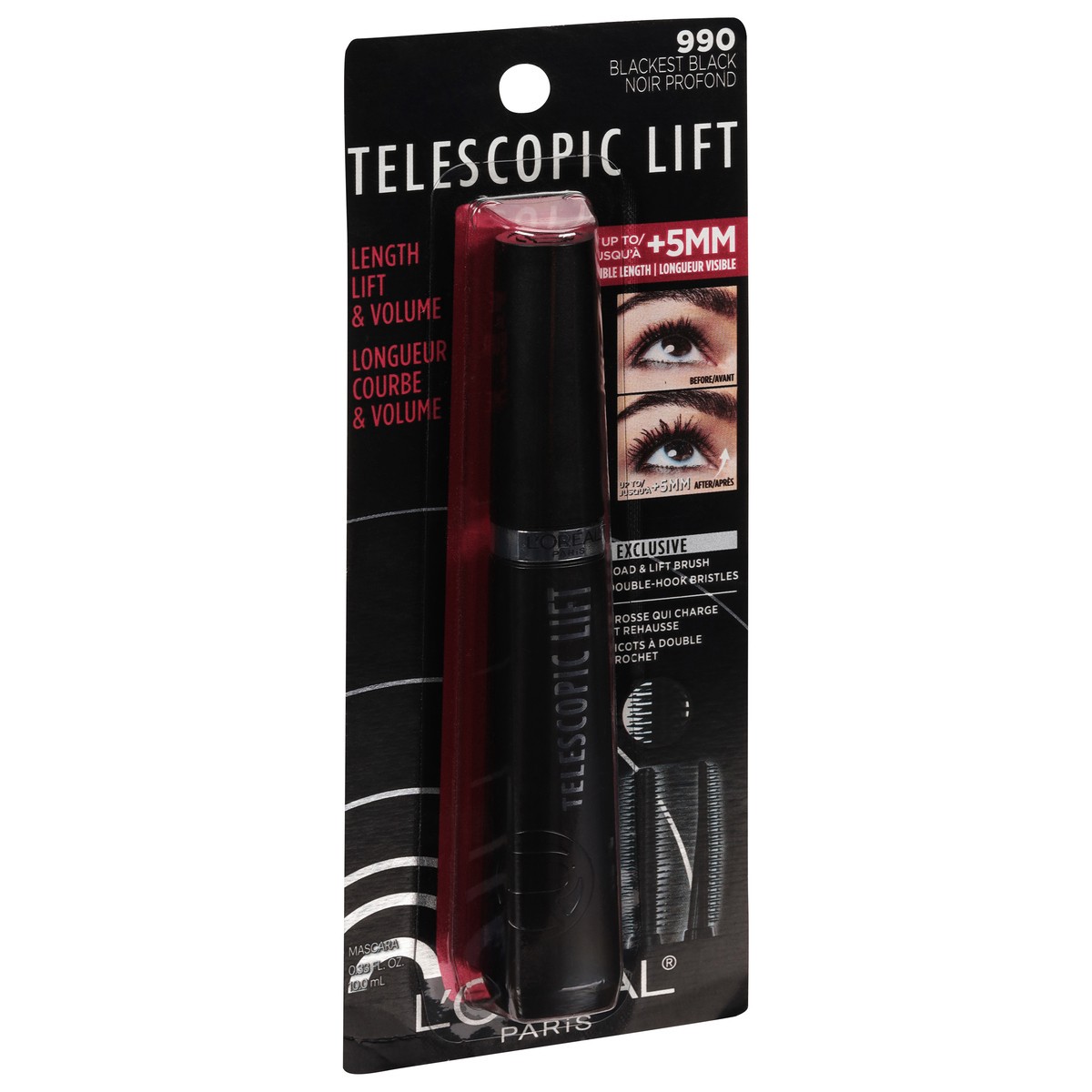 slide 2 of 12, L'Oréal Telescopic Lift Blackest Black Length Lift & Volume Mascara 0.33 fl oz, 0.33 fl oz