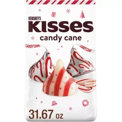 Hershey's Kisses Candy Cane Flavored Christmas Candy Bulk Bag, 30.1 oz
