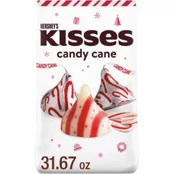 Hershey's Kisses Candy Cane Flavored Christmas Candy Bulk Bag, 30.1 oz