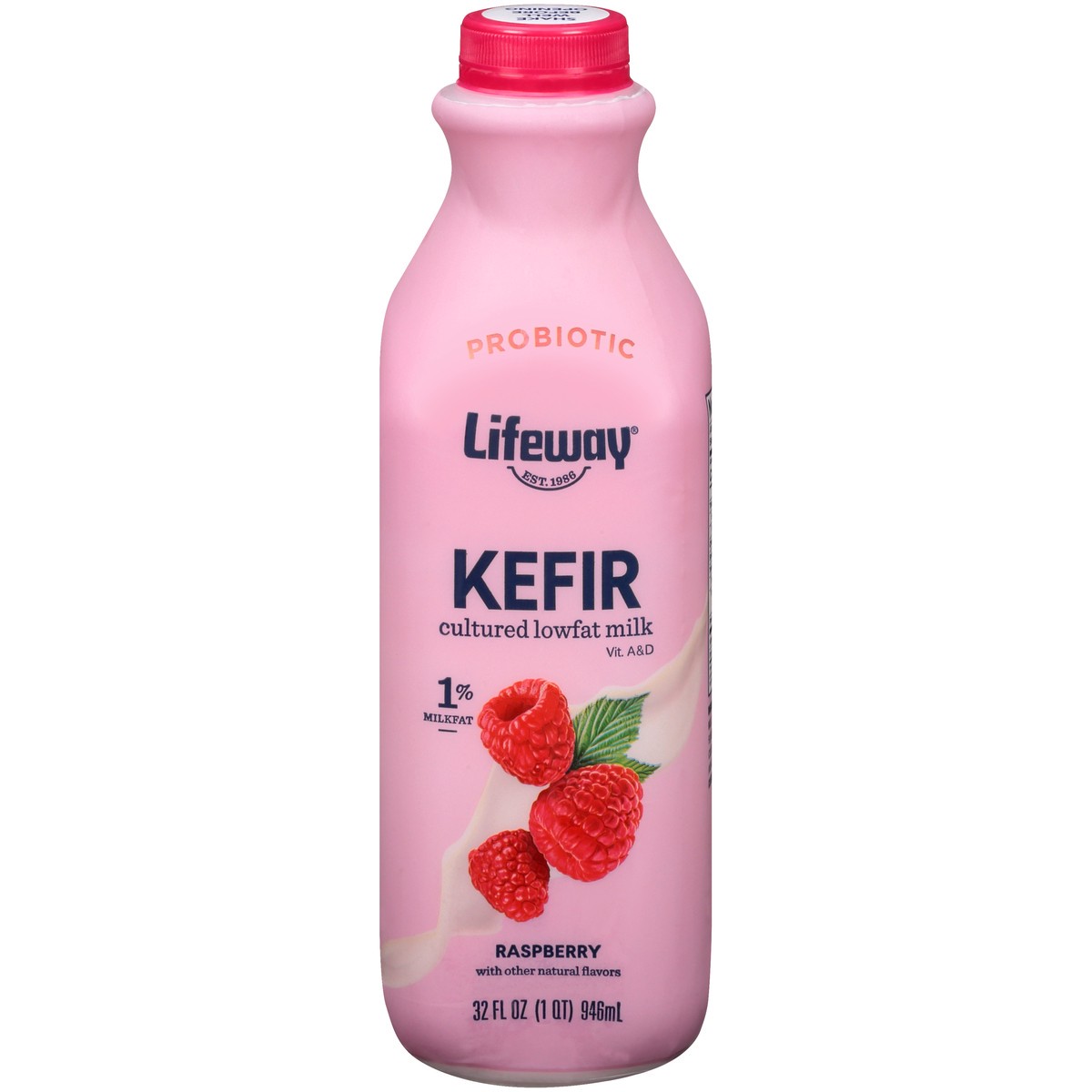 slide 6 of 9, Lifeway Kefir Raspberry Low Fat Milk Smoothie, 32 fl oz
