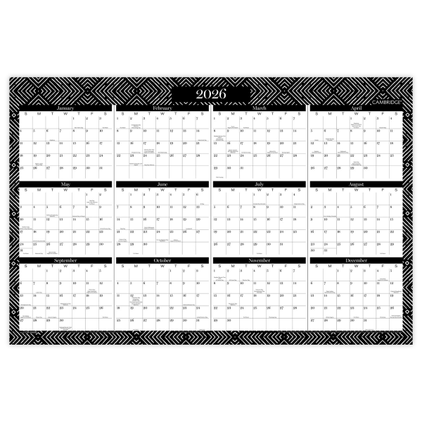 slide 4 of 9, Cambridge® Dakota 2025-2026 Erasable Wall Calendar, Reversible Academic Year/Regular Year, Extra Large, 24"" x 36"", 1 ct