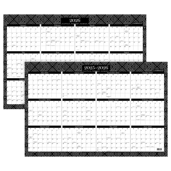 slide 6 of 9, Cambridge® Dakota 2025-2026 Erasable Wall Calendar, Reversible Academic Year/Regular Year, Extra Large, 24"" x 36"", 1 ct