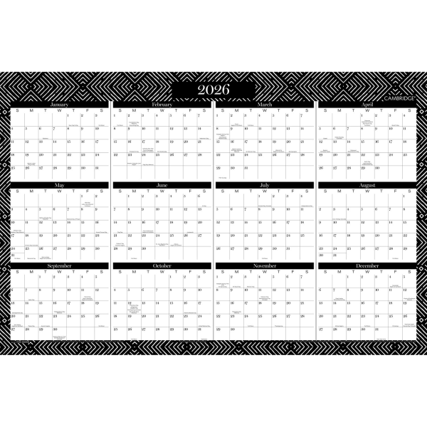 slide 3 of 9, Cambridge® Dakota 2025-2026 Erasable Wall Calendar, Reversible Academic Year/Regular Year, Extra Large, 24"" x 36"", 1 ct