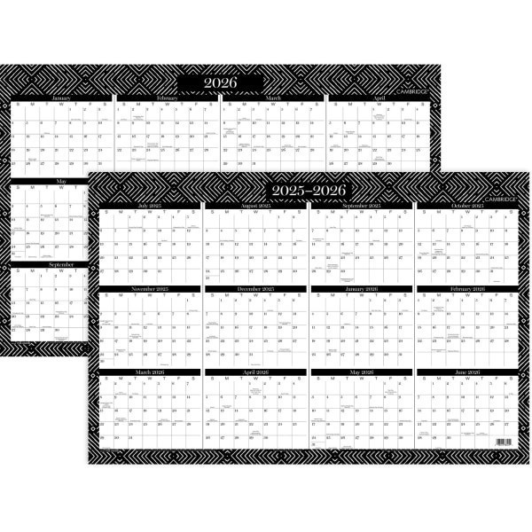 slide 8 of 9, Cambridge® Dakota 2025-2026 Erasable Wall Calendar, Reversible Academic Year/Regular Year, Extra Large, 24"" x 36"", 1 ct