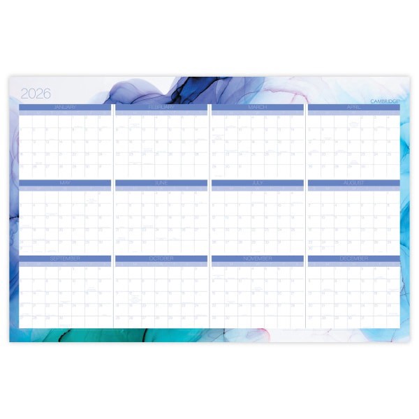slide 6 of 9, Cambridge® Aqueous 2025-2026 Erasable Wall Calendar, Reversible Academic Year/Regular Year, Extra Large, 24"" x 36"", 1 ct
