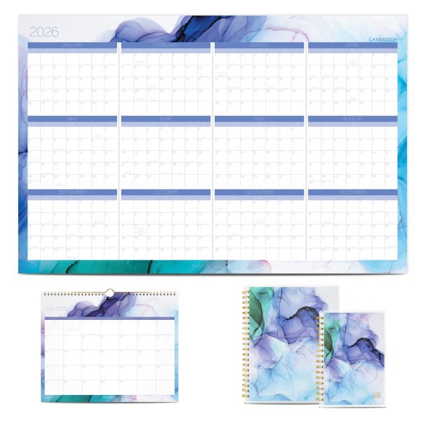 slide 5 of 9, Cambridge® Aqueous 2025-2026 Erasable Wall Calendar, Reversible Academic Year/Regular Year, Extra Large, 24"" x 36"", 1 ct