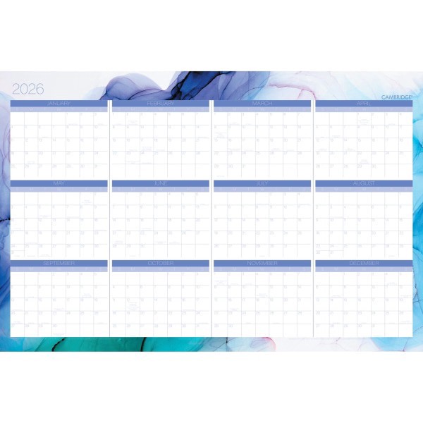 slide 3 of 9, Cambridge® Aqueous 2025-2026 Erasable Wall Calendar, Reversible Academic Year/Regular Year, Extra Large, 24"" x 36"", 1 ct