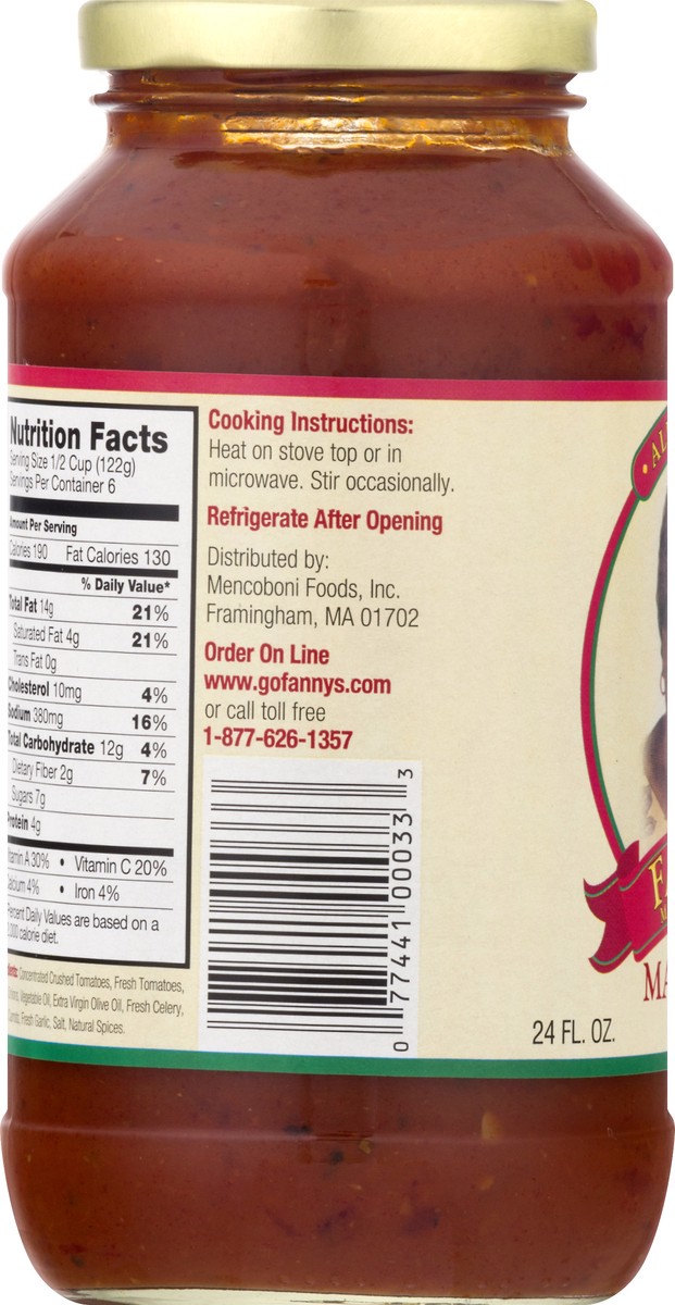 slide 4 of 13, Fanny Mencoboni's Marinara Sauce 24 oz, 24 oz