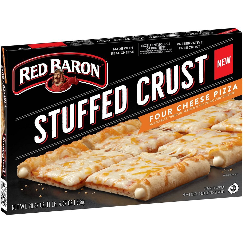 slide 2 of 5, Red Baron Stuffed Crust Four Cheese Frozen Pizza, 20.67 oz