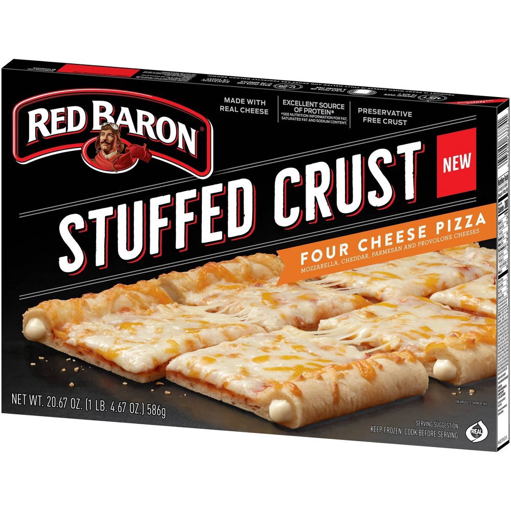 slide 4 of 5, Red Baron Stuffed Crust Four Cheese Frozen Pizza, 20.67 oz