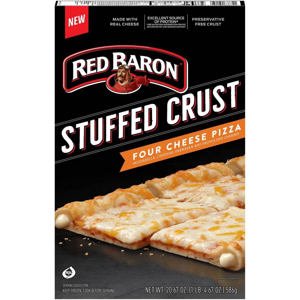 slide 3 of 5, Red Baron Stuffed Crust Four Cheese Frozen Pizza, 20.67 oz