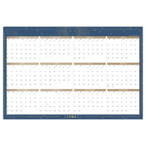 slide 7 of 9, Cambridge® Solstice 2025-2026 Erasable Wall Calendar, Reversible Academic Year/Regular Year, Extra Large, 24"" x 36"", 1 ct