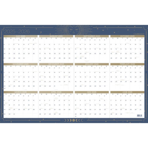 slide 2 of 9, Cambridge® Solstice 2025-2026 Erasable Wall Calendar, Reversible Academic Year/Regular Year, Extra Large, 24"" x 36"", 1 ct