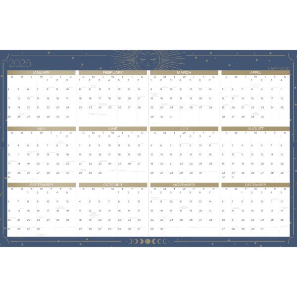 slide 4 of 9, Cambridge® Solstice 2025-2026 Erasable Wall Calendar, Reversible Academic Year/Regular Year, Extra Large, 24"" x 36"", 1 ct