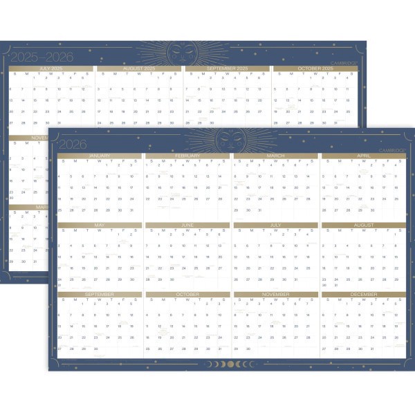 slide 5 of 9, Cambridge® Solstice 2025-2026 Erasable Wall Calendar, Reversible Academic Year/Regular Year, Extra Large, 24"" x 36"", 1 ct
