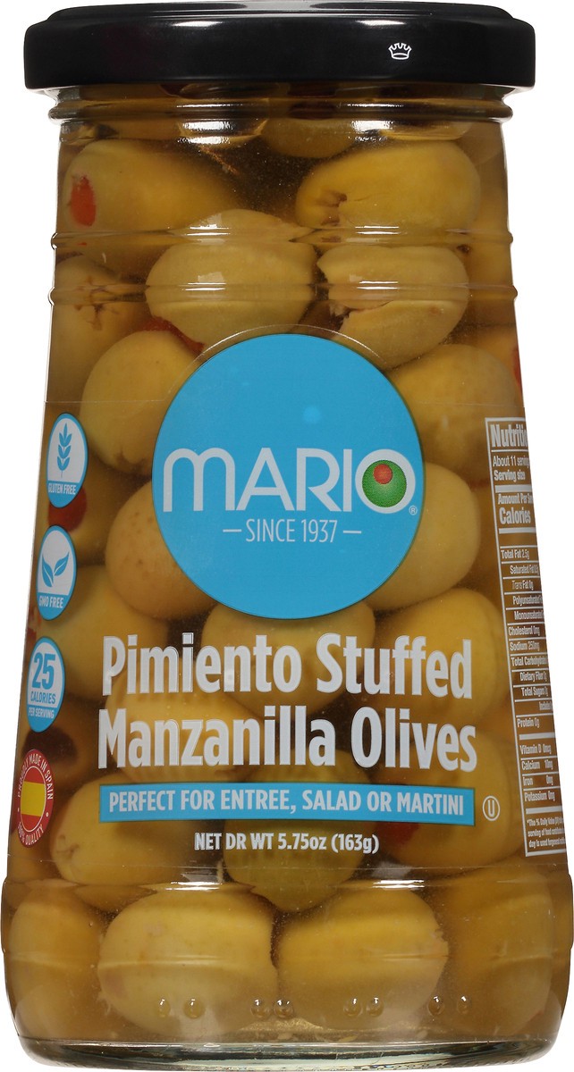 slide 4 of 8, Mario Stuffed Green Spanish Manzanilla Olives, 5.75 oz