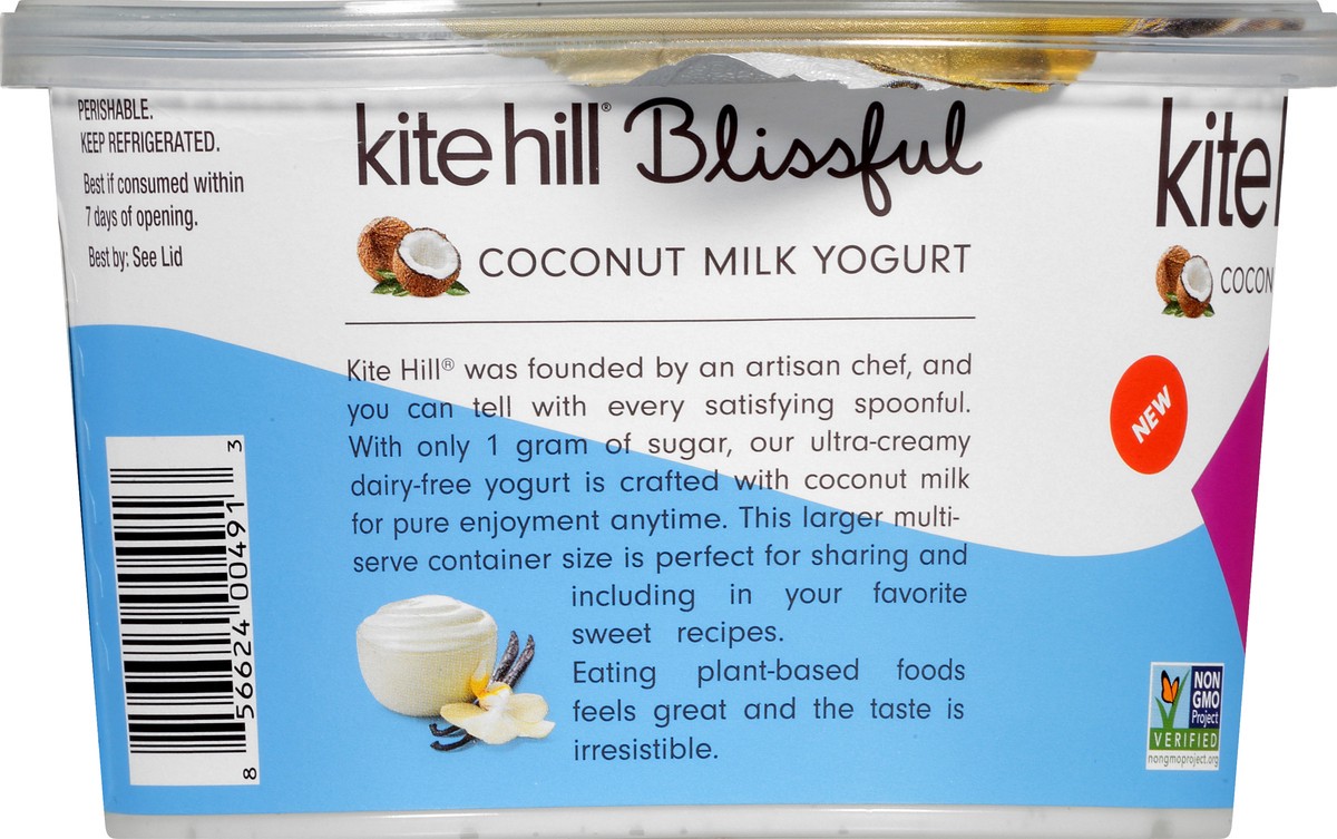 slide 4 of 12, Kite Hill Blissful Dairy Free Unsweetened Vanilla Coconut Milk Yogurt 16 oz, 16 oz