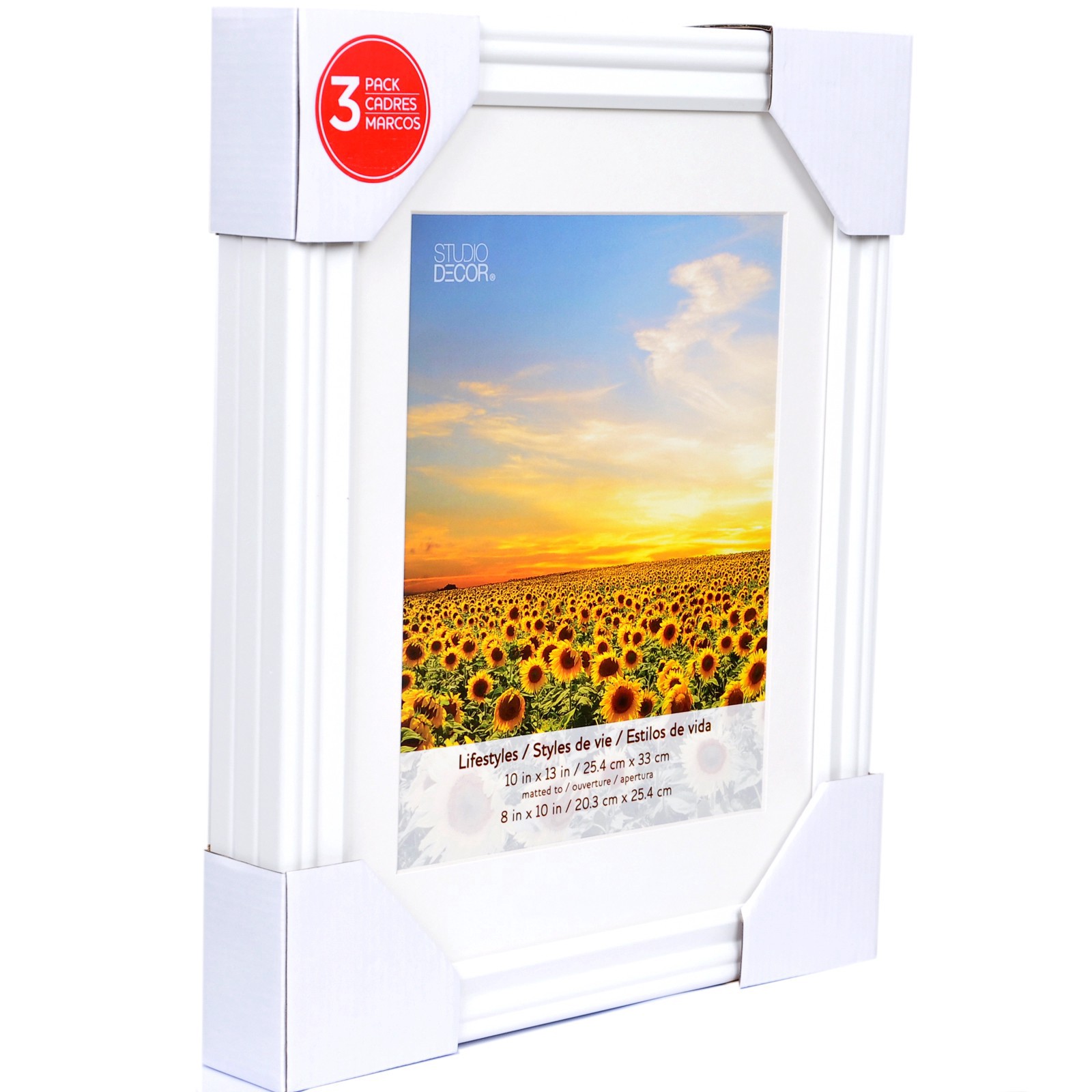 slide 3 of 6, 3 Pack Lifestyles 8" X 10" White Frames With Mat By Studio Decor, 8 in x 10 in