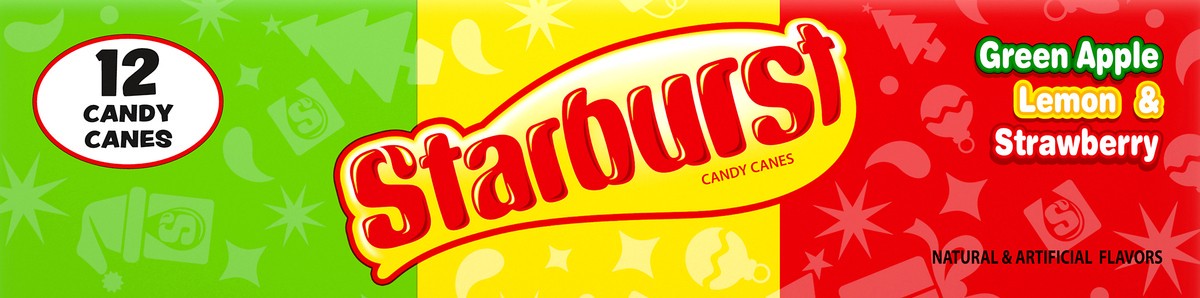 slide 10 of 10, STARBURST, Assorted Candy Canes Green Apple, Lemon & Strawberry, 5.28 Oz, 5.28 oz