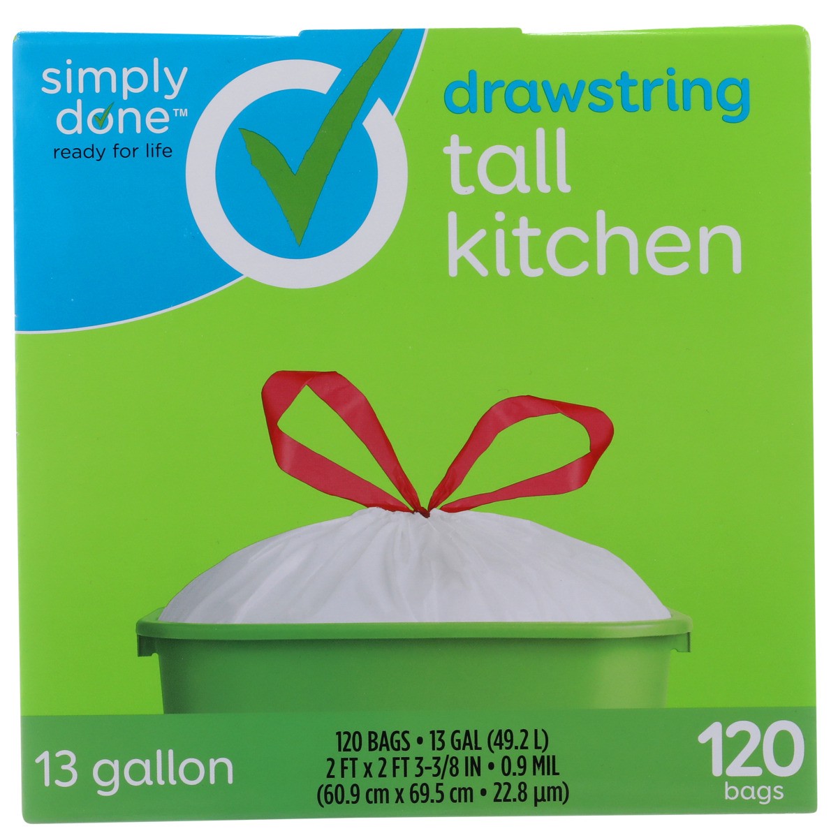 Simply Done Tall Kitchen Bags, Drawstring, 13 Gallon