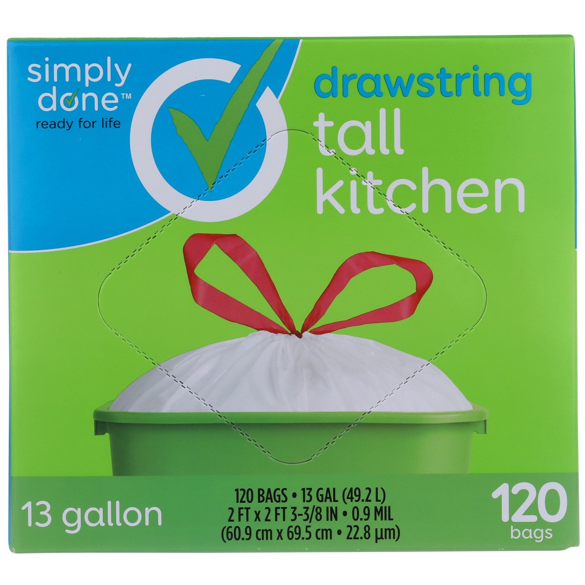 Simply Done Tall Kitchen Bags, Drawstring, 13 Gallon