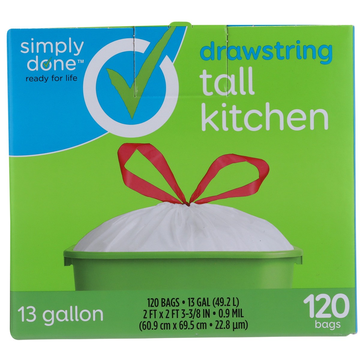 Simply Done Tall Kitchen Bags, Drawstring, 13 Gallon