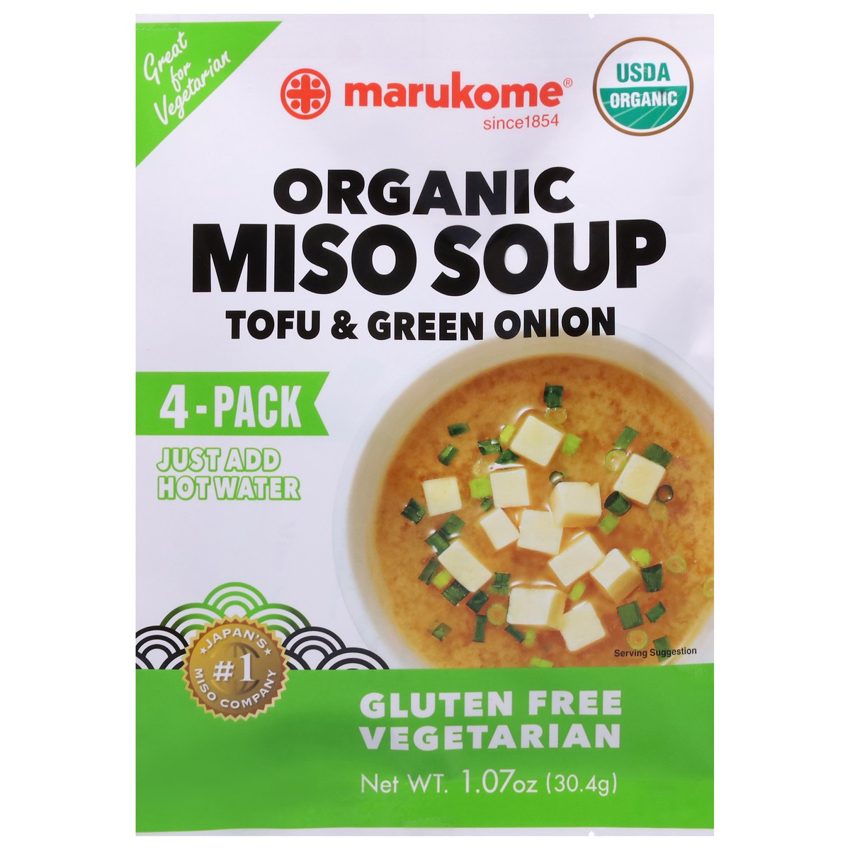 slide 1 of 9, Marukome Organic Tofu & Green Onion Miso Soup 4 ea, 4 ct