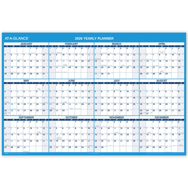 slide 4 of 5, AT-A-GLANCE® Horizontal Reversible Erasable Academic and Regular Year 2025-2026 Wall Calendar, Extra Large, 48"" x 32"", 1 ct