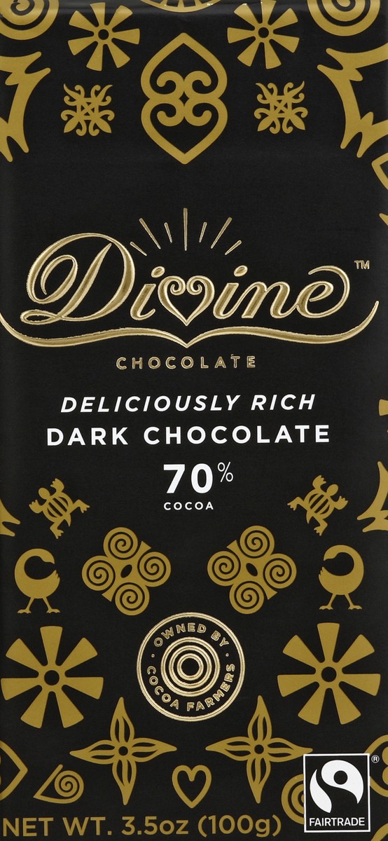 slide 3 of 5, Divine 70% Dark Chocolate Bar, 3.5 oz