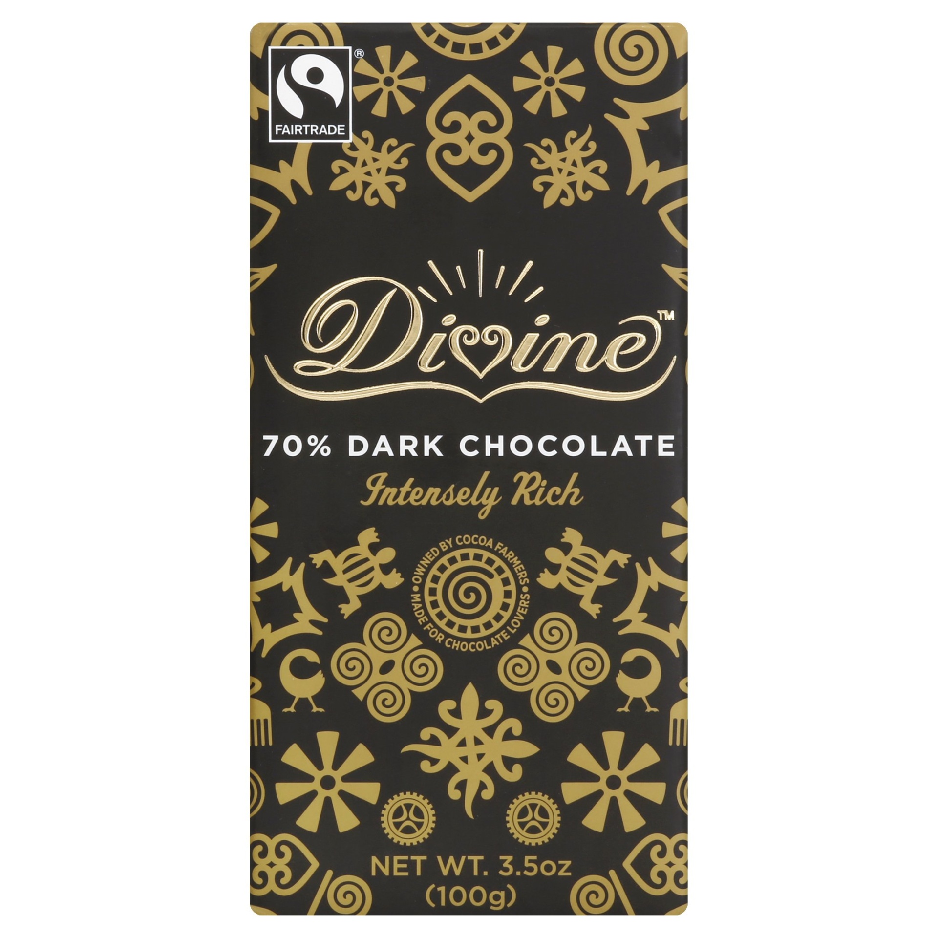 slide 1 of 5, Divine 70% Dark Chocolate Bar, 3.5 oz